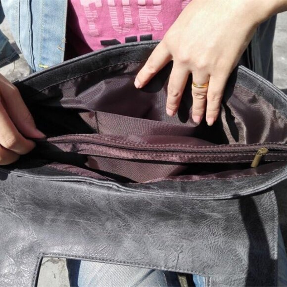 Women PU Leather Clutch Handbag Large Capacity Crossbody Messenger Bag - Picture 6 of 8